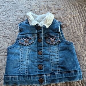 Jessica Simpson Blue Denim Vest with Sherpa Collar